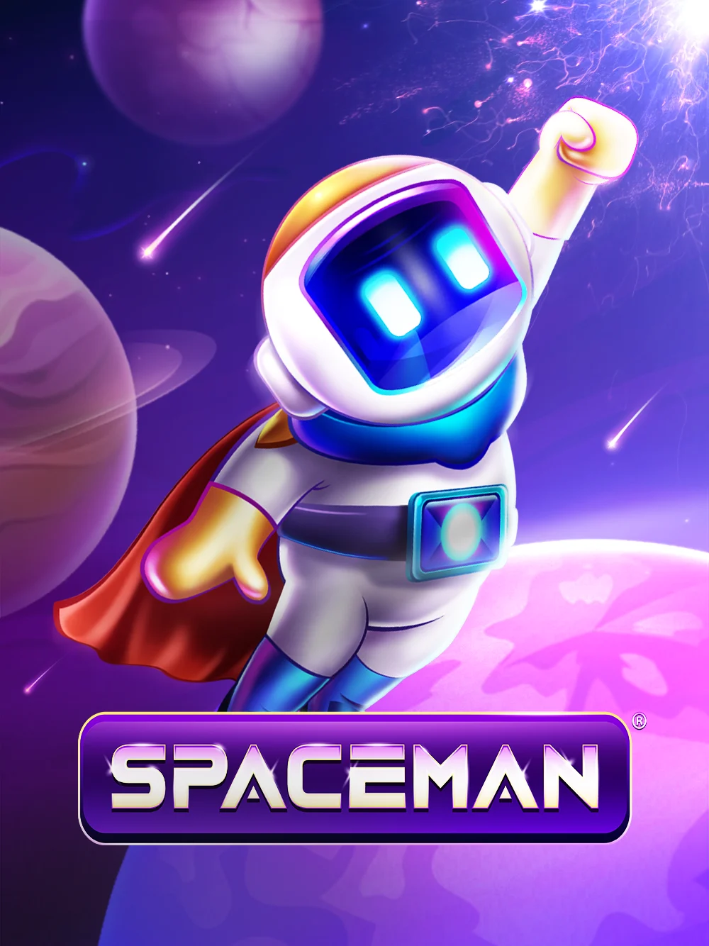 Crash espacial con astronauta y estética futurista competitiva.